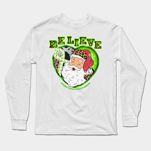 Duchenne Muscular Dystrophy Awareness - santa believe leopard christmas Long Sleeve T-Shirt by james store